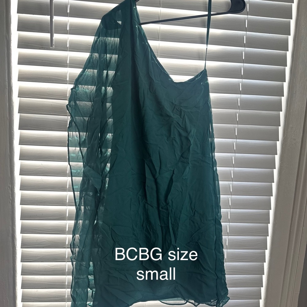 BCBG Emerald Green One-Shoulder Dress